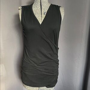Doublju Black Sleeveless Wrap Tank Top